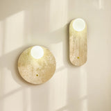 Travertin Wandlamp met Glazen Bol – Natuursteen G9 LED Sconce