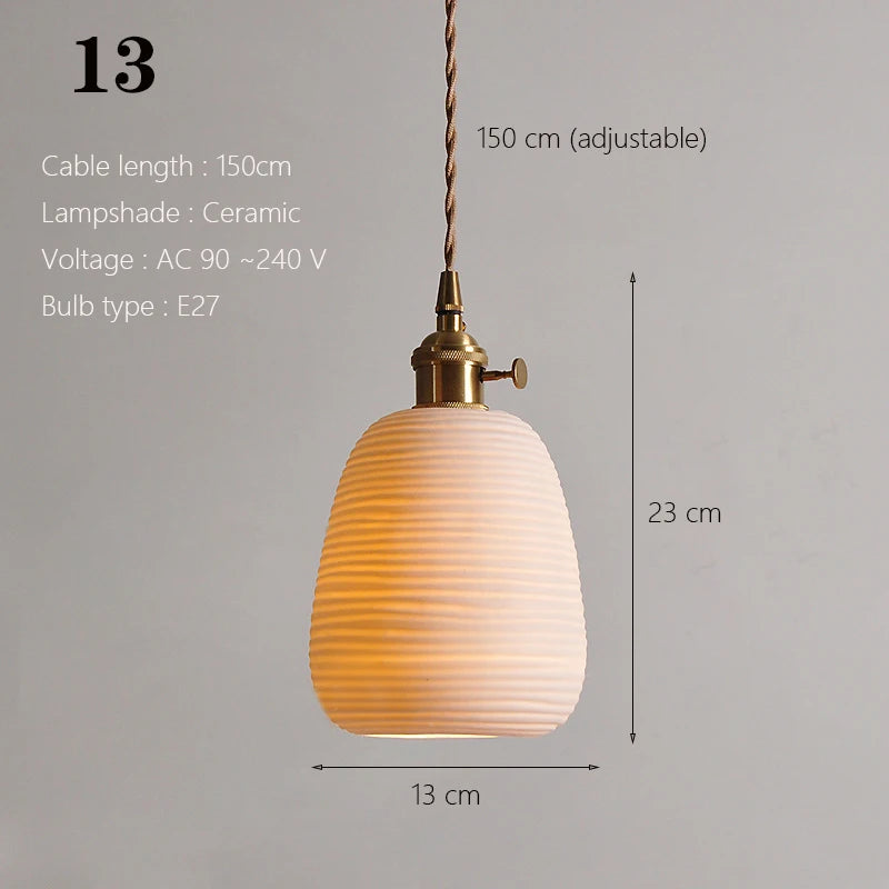 Japanse Keramische Hanglamp – Scandinavische Witte Plafondlamp E27