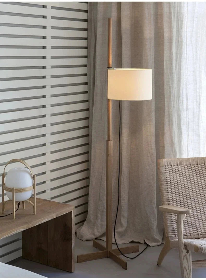 Retro Walnoot Houten Vloerlamp LED – Verstelbaar voor Woon- & Slaapkamer