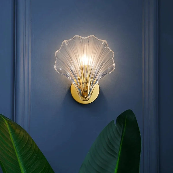 Nordic Glas Shell Wandlamp E14 – Modern Bedlamp voor Slaapkamer & Gang