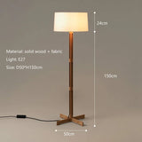 Vintage Wabi Sabi Houten Vloerlamp LED – Stoffen Kap voor Woonkamer