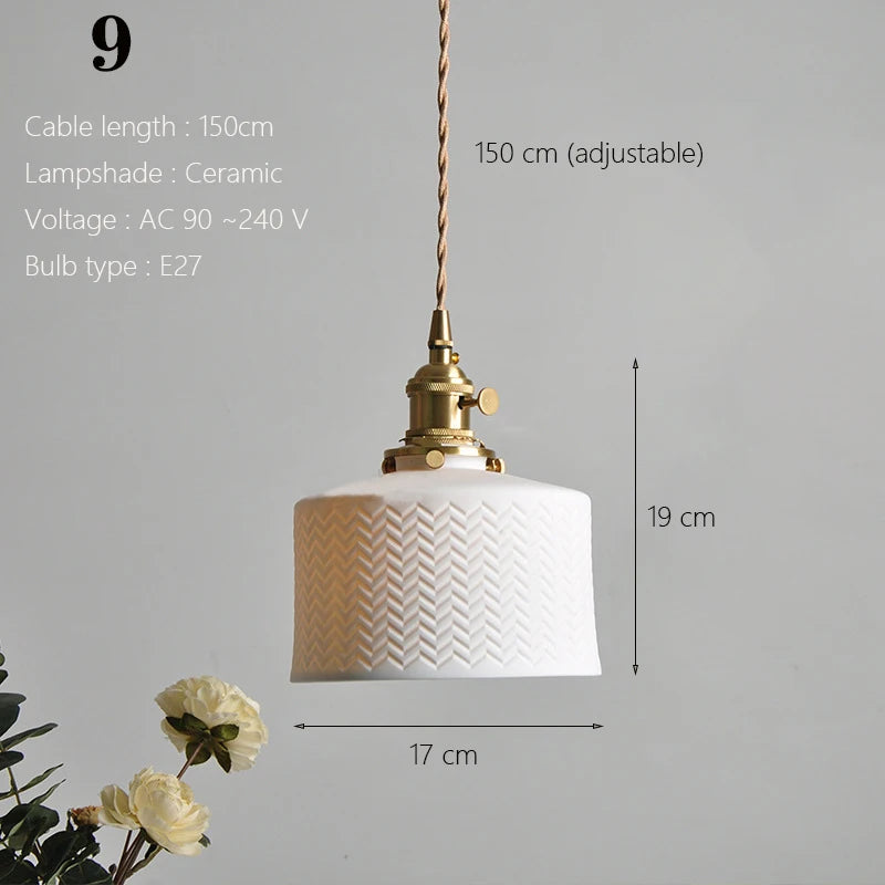 Japanse Keramische Hanglamp – Scandinavische Witte Plafondlamp E27