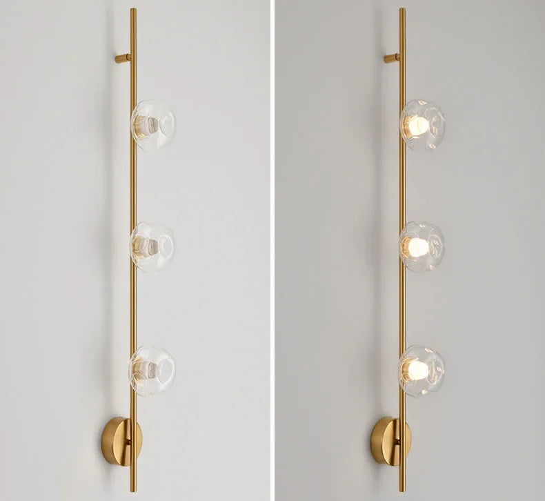 Minimalistische Wandlamp – Grijs Helder Glas & Goud/Zwart Metaal