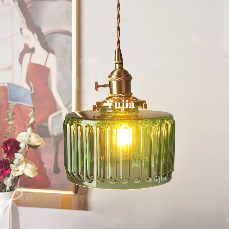 Groene Glazen Hanglamp – Vintage Moderne Plafondlamp E27