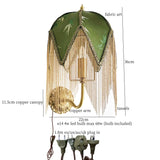 Vintage LED Wandlamp met Stoffen Kwast – Bedlamp Koperen Arm
