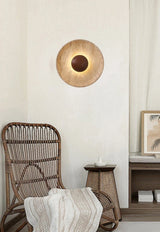 Wandlamp Natuursteen – Moderne LED Sconce met Donker Hout 25cm
