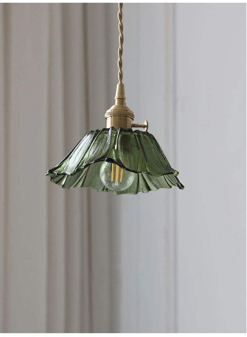 Vintage Bloem Hanglamp Glas E27 Voor Woonkamer, Slaapkamer & Bedside