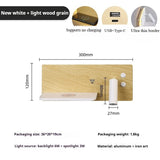 Multifunctionele Wandlamp – LED, USB & Draadloze Oplader, Zwart/Goud/Wit