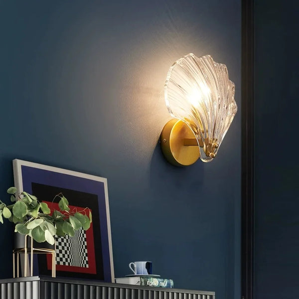 Nordic Glas Shell Wandlamp E14 – Modern Bedlamp voor Slaapkamer & Gang