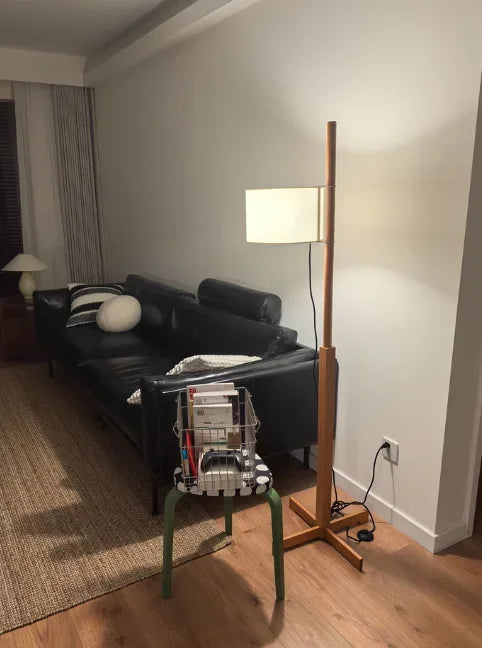 Retro Walnoot Houten Vloerlamp LED – Verstelbaar voor Woon- & Slaapkamer