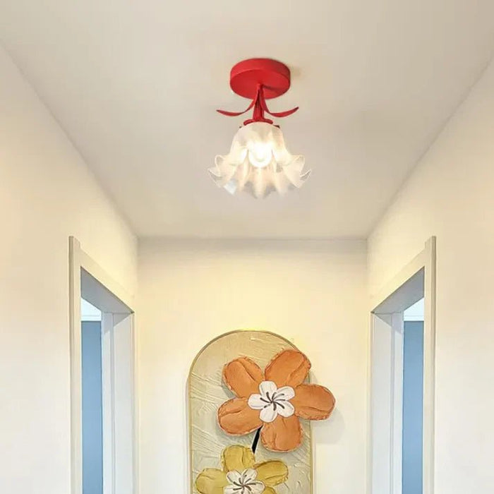 Eenvoudige Tiffany Plafondlamp Met Minibloemen