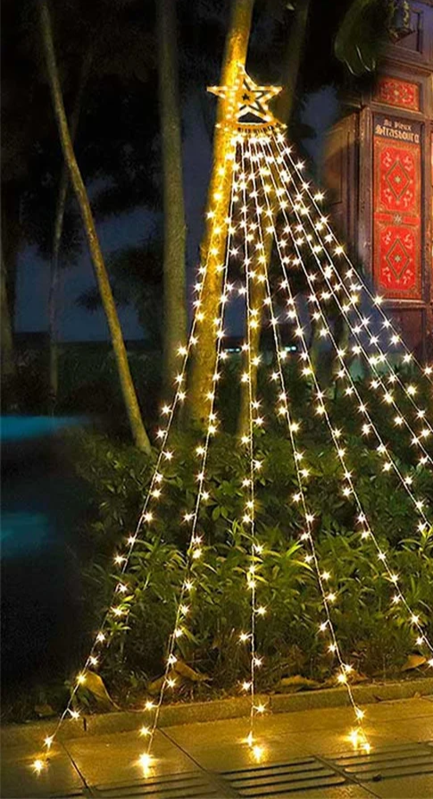 LumiCascade Kerst Waterfall LED Sterrenverlichting – 350 LED’s