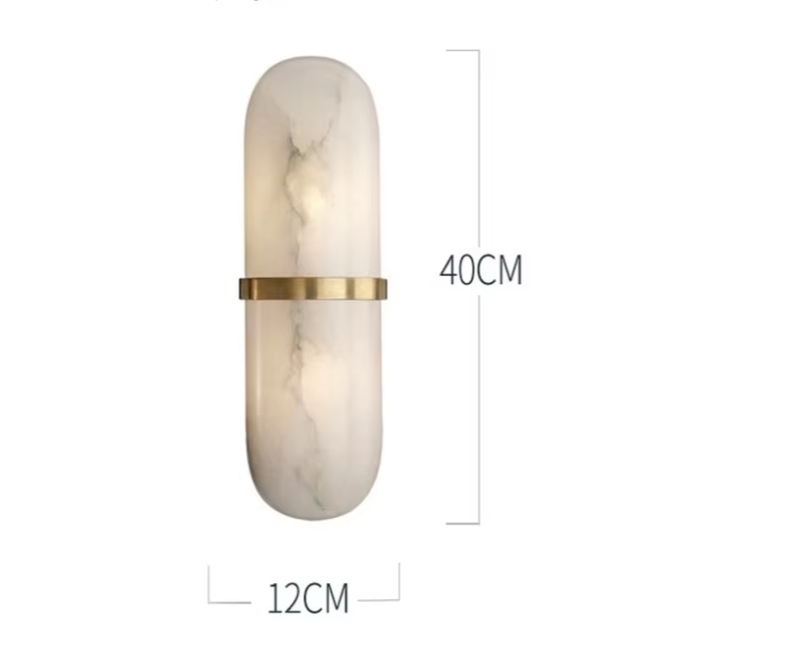 Marmeren Wandlamp – Luxe LED Sconce met Messing/Goud Afwerking