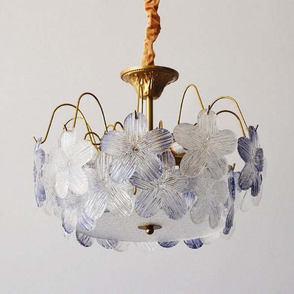 Vintage Bloemenkroonluchter Van Glas Voor De Woonkamer
