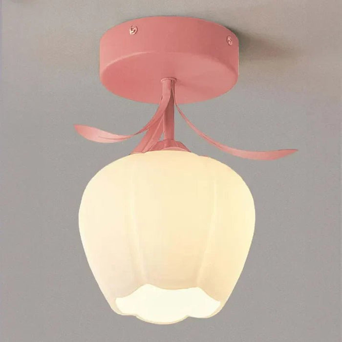 Eenvoudige Tiffany Plafondlamp Met Minibloemen