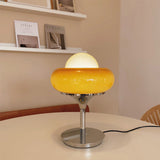 Vintage Bauhaus Glazen Gele Tafellamp